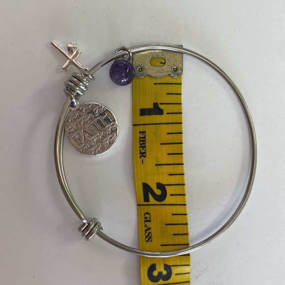 Faith Hope Love silver expandable bangle bracelet - Picture 4 of 4